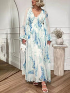 Floral Chiffon Maxi Dress with Drawstring Detail