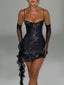 Ruffled Sequined Mini Dress