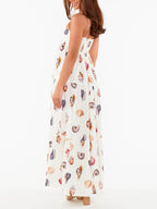 Pleated Printed Maxi Dress with Pockets