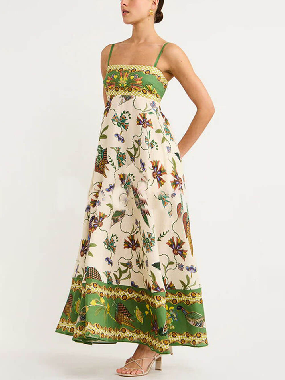 Smocked Dress with Print Details