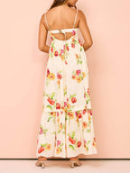 Floral Open-Back Maxi Dress with Halter Neckline