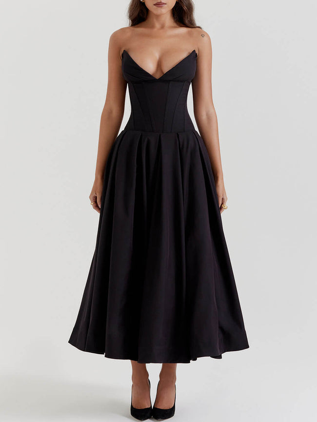 Black Strapless Midi Dress Main image