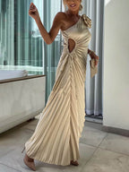 Cutout Maxi Dress with One-Shoulder Cut