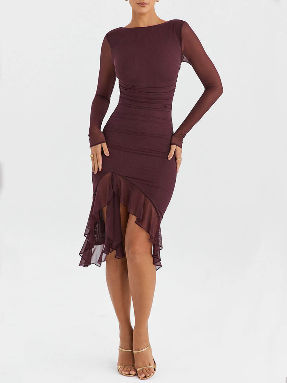 Midi Dress with Ruffle Details