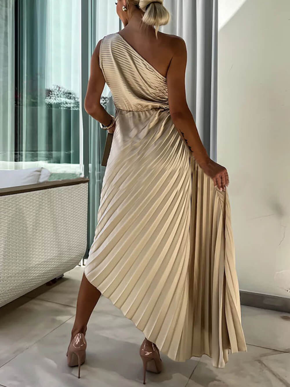 Cutout Maxi Dress with One-Shoulder Cut