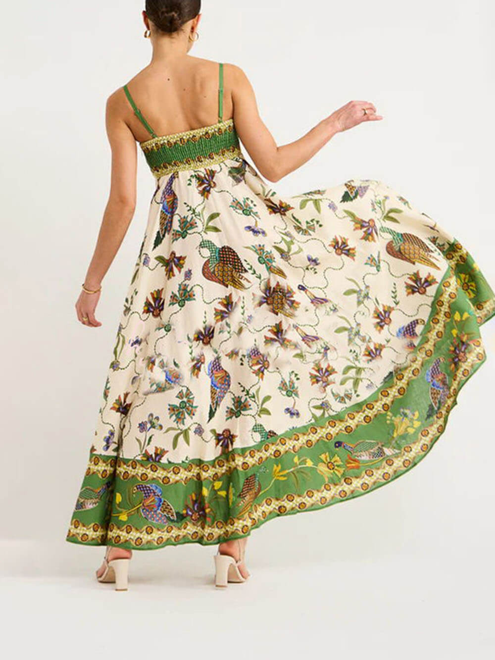 Smocked Dress with Print Details