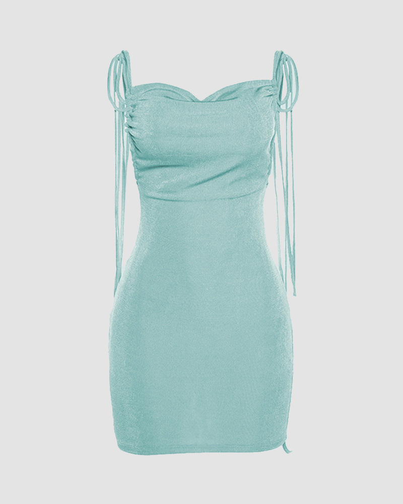Open-Back Stretch-Blend Mini Dress with Polyester Fabric