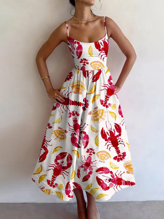 Slim-Fit Multicolor Midi Dress with Cami Straps Main image