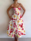 Slim-Fit Multicolor Midi Dress with Cami Straps