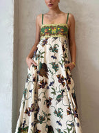 Smocked Dress with Print Details