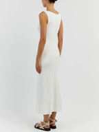 White Sleeveless Midi Dress