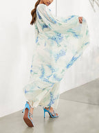 Floral Chiffon Maxi Dress with Drawstring Detail