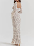 Lace Cream Maxi Dress with Vintage Styling