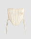 Satin Stretch-Blend Cropped Corset Top with Cotton Fabric