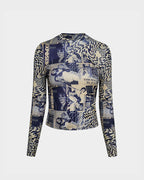 Long-Sleeve Stretch-Blend Top with Polyester Fabric