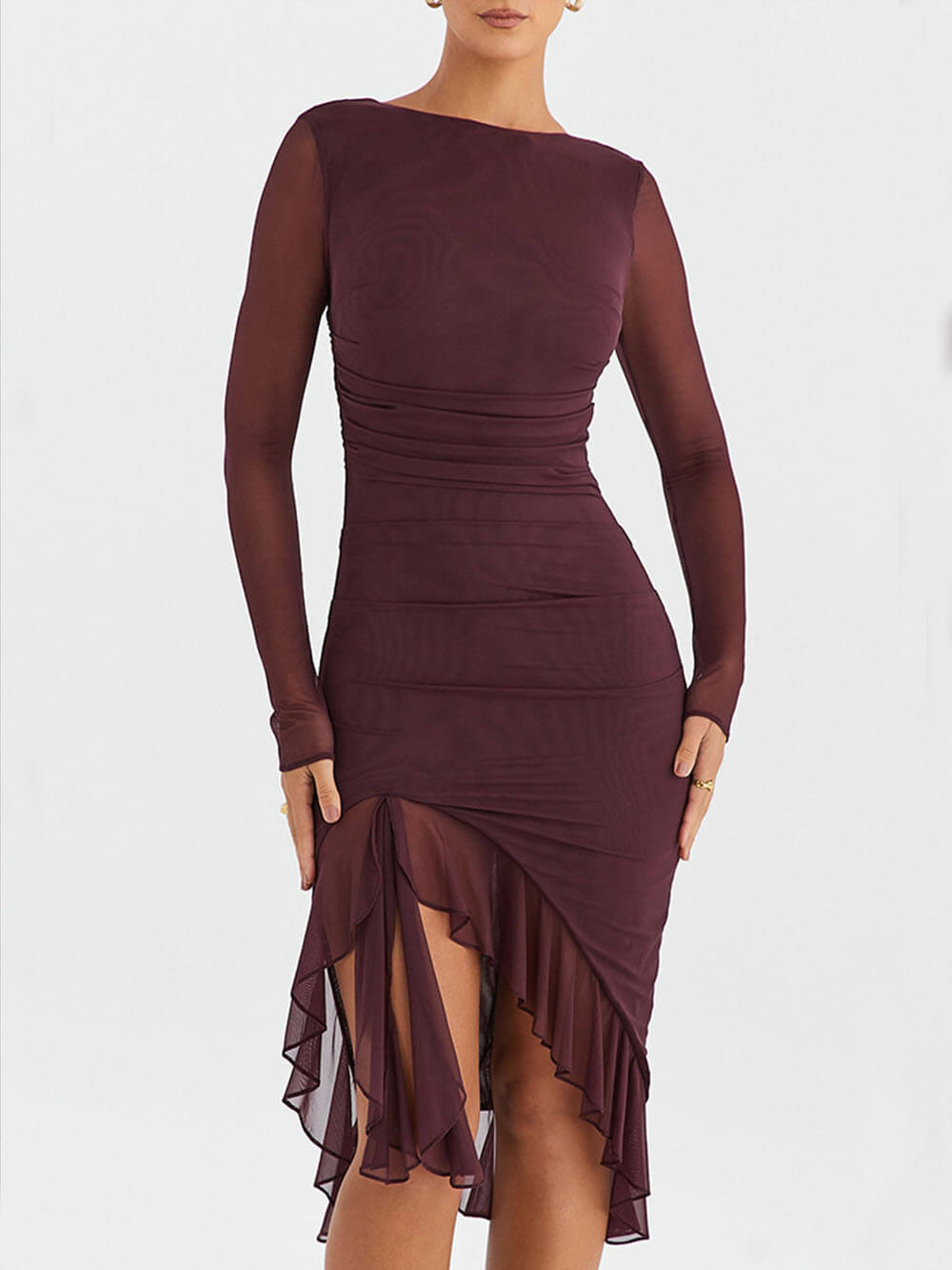 Midi Dress with Ruffle Details