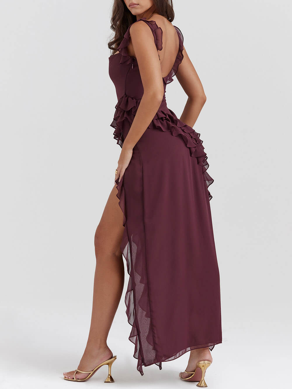 Ruffled Maxi Dress with Heart Details