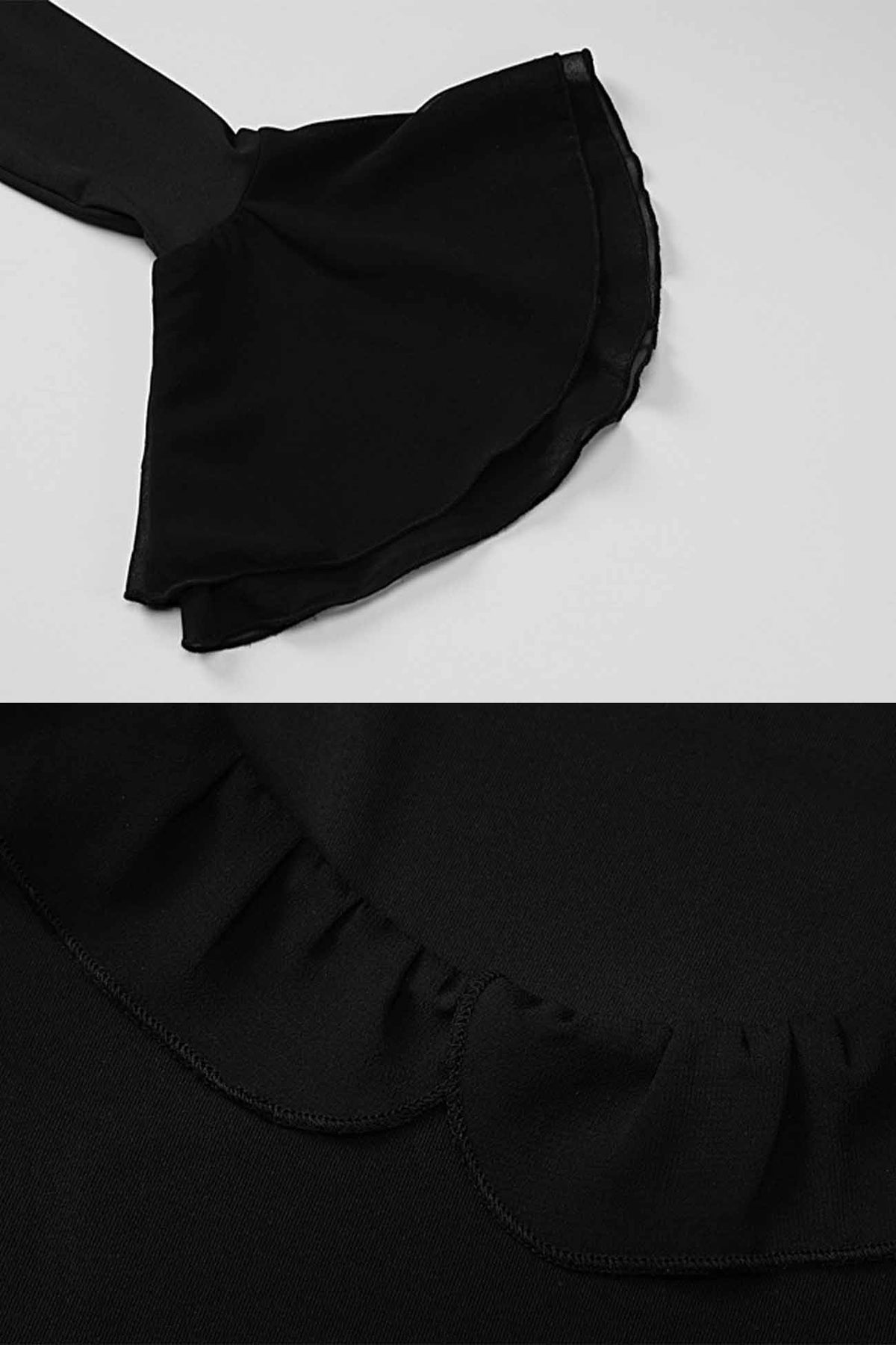 U-Neck Solid-Color Midi Dress with Flared Sleeves