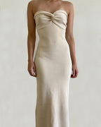 Ribbed Maxi Dress with Strapless Neckline