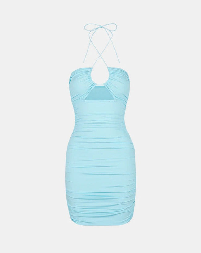 Ruched Bodycon Dress with Halter Neckline Main image