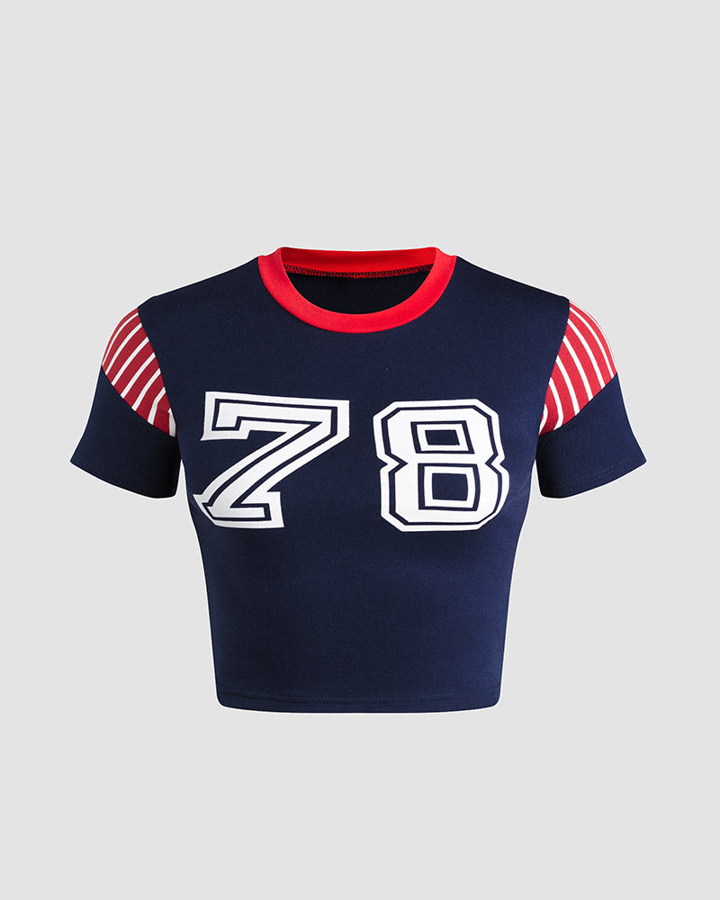 Number-78 Stretch-Blend Polyester T-Shirt