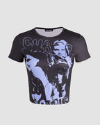 Lettered Polyester Short-Sleeve T-Shirt