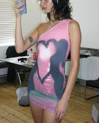 One-Shoulder Polyester Dress with Heart Details