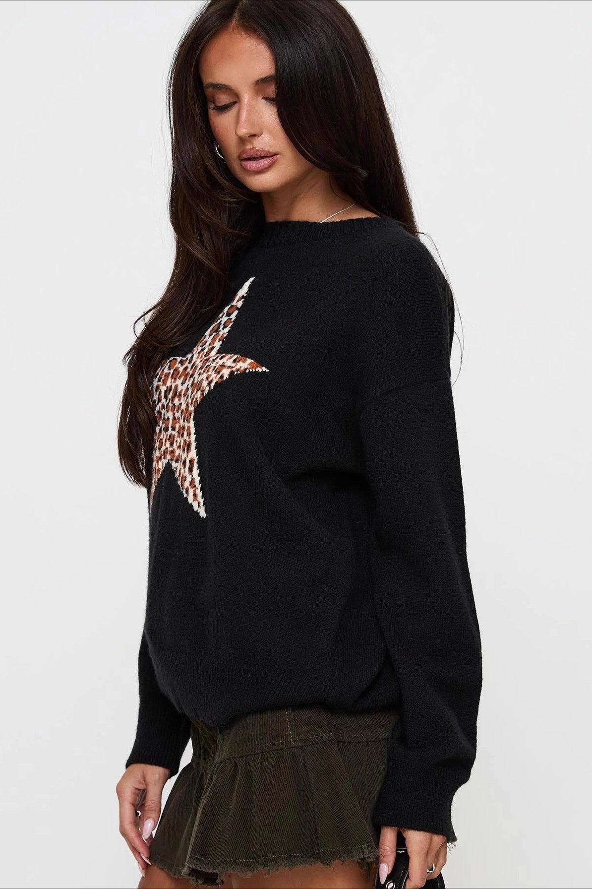 Printed Polyester Fitted Sweater