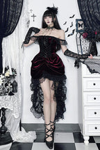 Layered Polyester Dress with Gothic Styling