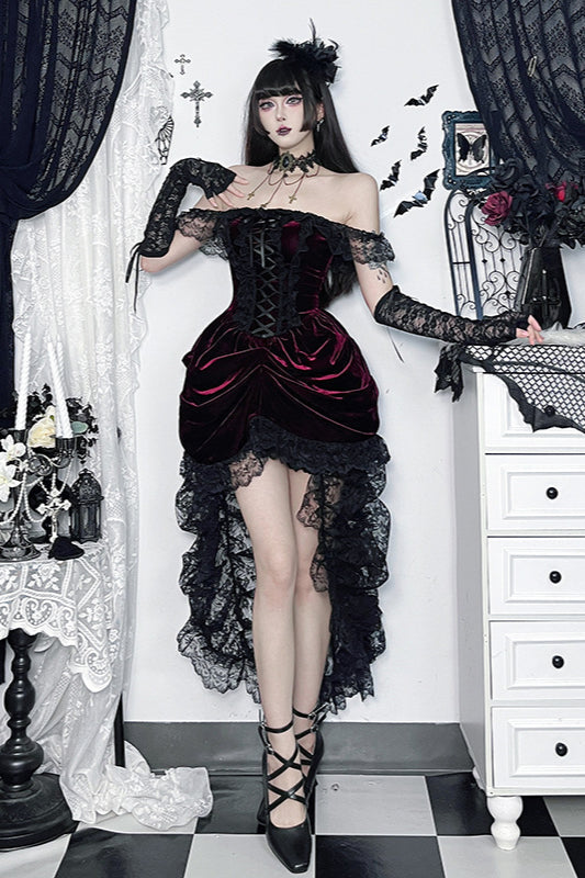Layered Polyester Dress with Gothic Styling
