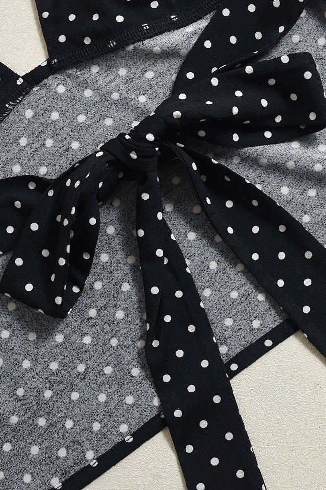 Polka-Dot Open-Back Halter Cropped Top