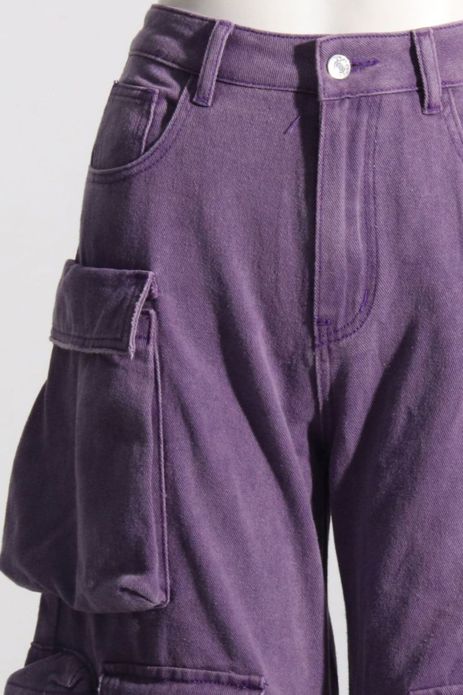 High-Rise Pocket-Detail Cargo Jeans