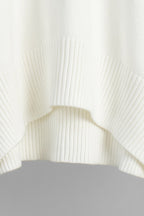Knit Solid-Color Sweater with High Neckline