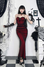 Mesh Slim-Fit Strap-Detail Dress