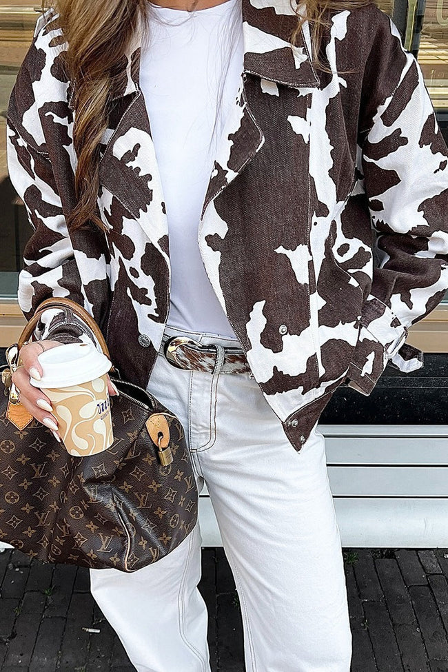 Vintage-Inspired Printed Polyester Coat Main image