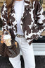 Vintage-Inspired Printed Polyester Coat