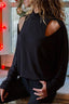 Solid-Color Cutout Long-Sleeve T-Shirt