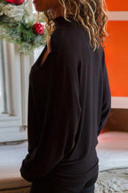 Solid-Color Cutout Long-Sleeve T-Shirt