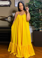 V-Neck A-Line Maxi Dress with Strap Details