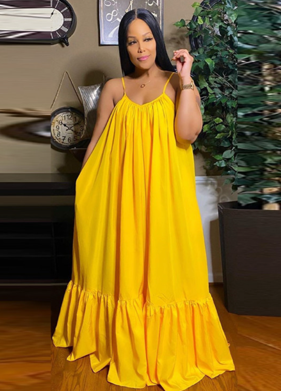 V-Neck A-Line Maxi Dress with Strap Details