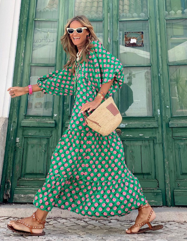 Cotton Relaxed-Fit Dress with V-Neckline Main image