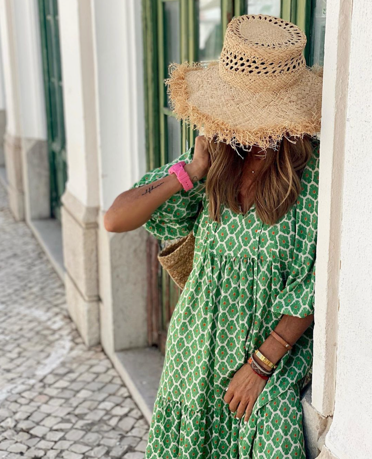 Cotton Relaxed-Fit Dress with V-Neckline