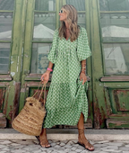 Cotton Relaxed-Fit Dress with V-Neckline