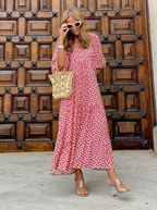 Cotton Relaxed-Fit Dress with V-Neckline