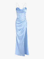 Satin Maxi Dress with Fitted Shape
