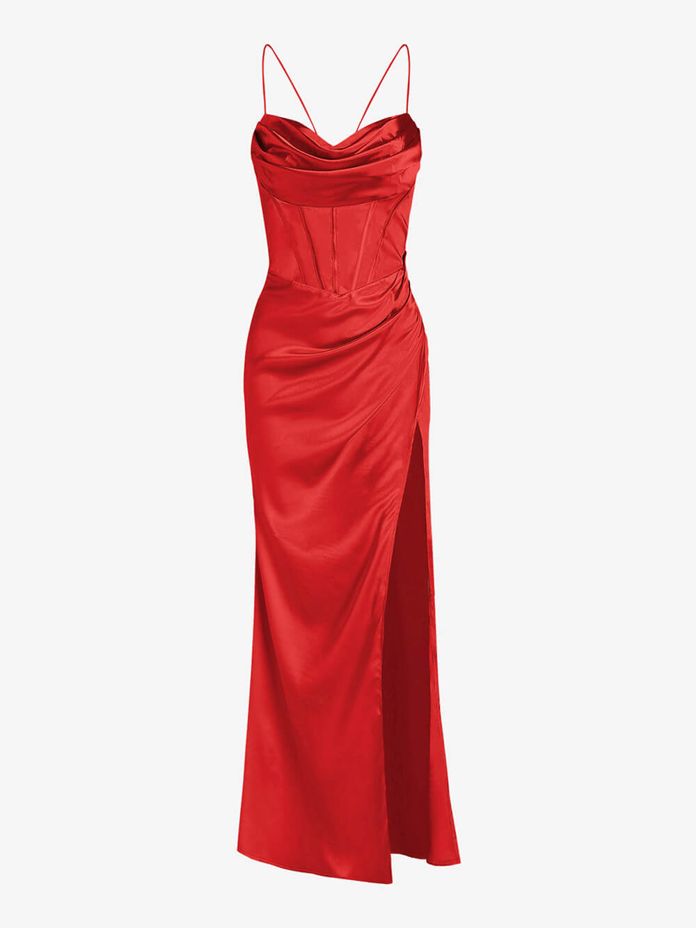 Satin Maxi Dress with Fitted Shape