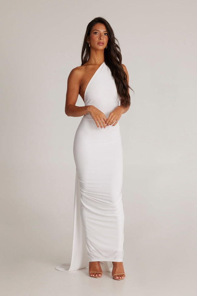 Polyester Stretch-Blend Maxi Dress with Layered Details Main image
