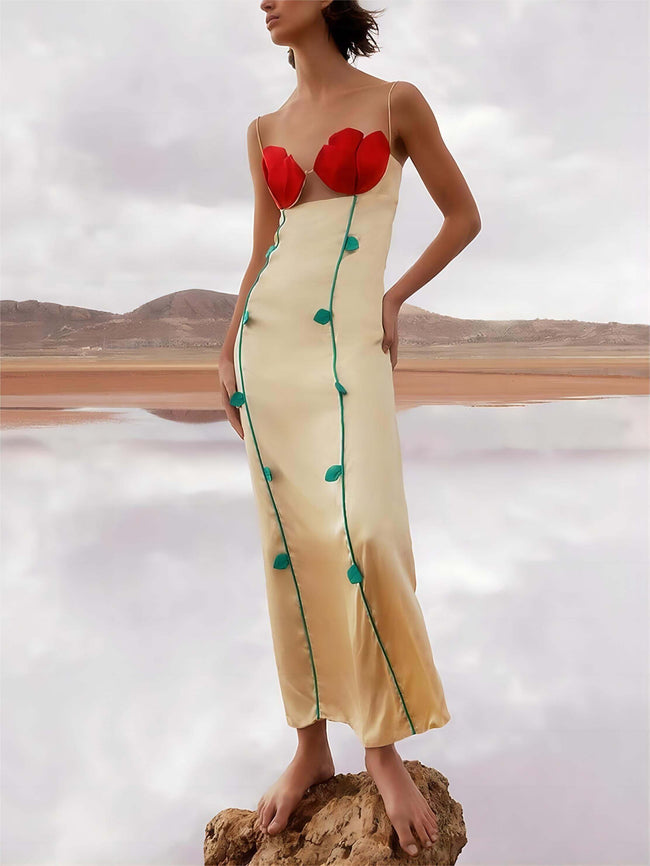 Contrast-Detail Midi Dress with Panel Details Main image