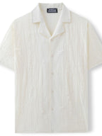 Collared Polyester Shirt with Short Sleeves