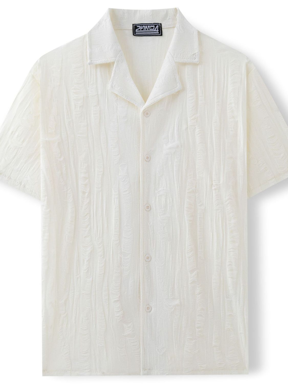 Collared Polyester Shirt with Short Sleeves